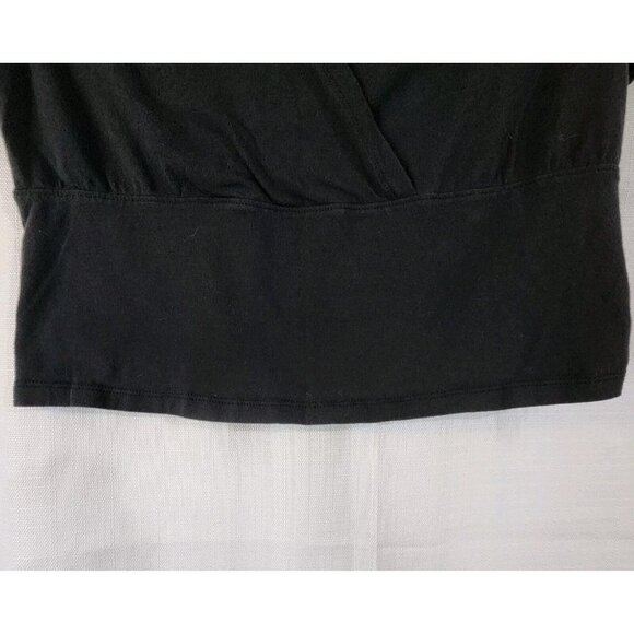 SO Juniors Blouse Tee Short Sleeve Cropped Wrap V-neck Pullover Black Size Large - Picture 5 of 8